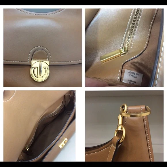 Authentic Tory Burch James Saddle Bag Handbag Crossbody Leather Flap Messenger - Picture 14 of 17